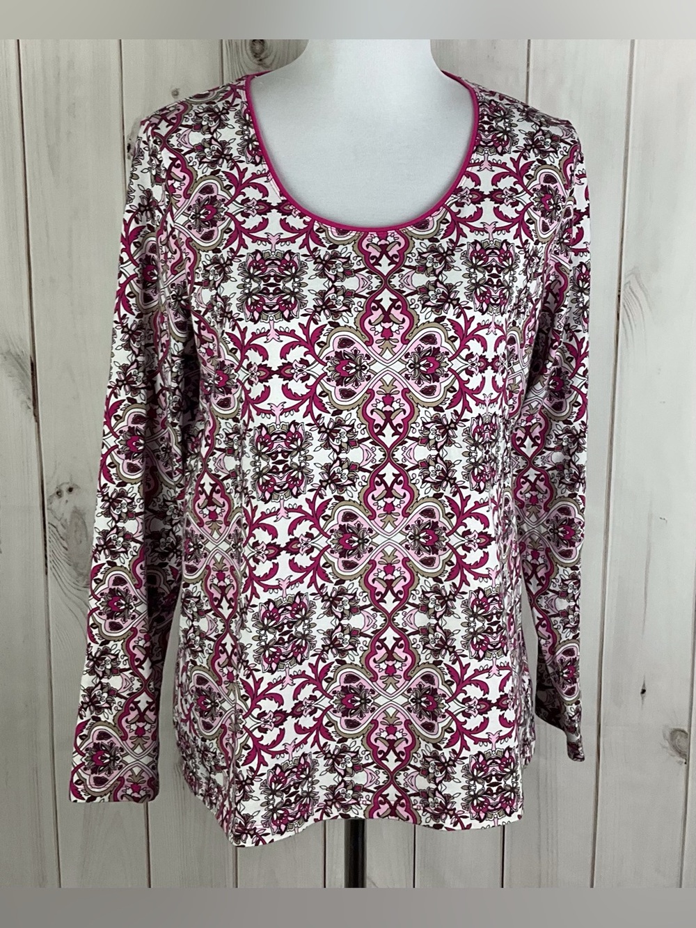 Kim Rogers Women's Multicolor Paisley Long Sleeve Stretch Tunic Knit Top Size L